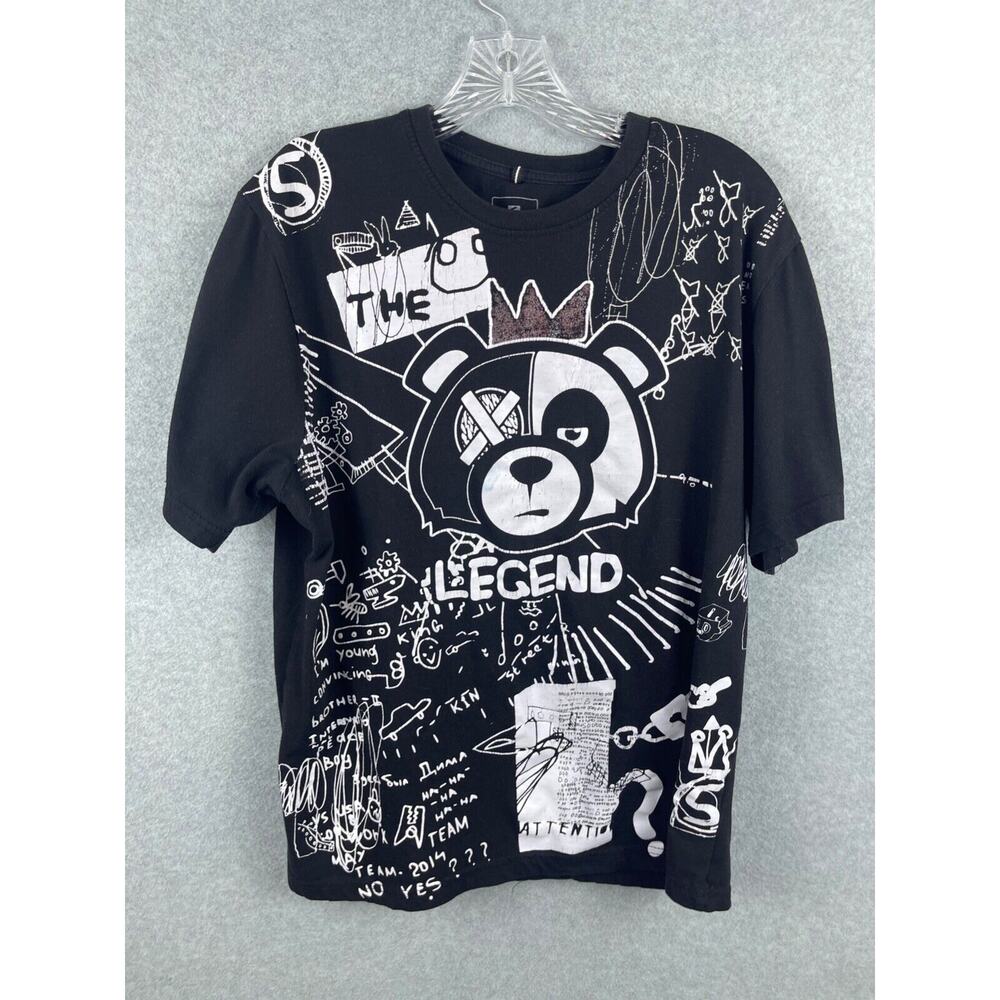 South Pole Shirt Women's XL Black The Legend Bear Short‎ Sleeve Graffiti